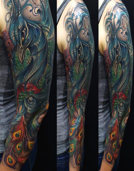 Mike Demasi - Peacock Sleeve Color Tattoo